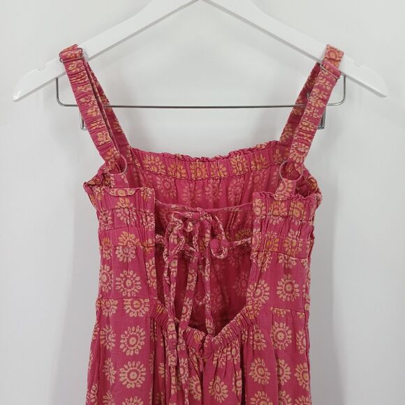 Ecote Wide Leg Jumpsuit Womens XS Pink Floral Hippie Boho Festival Aesthetic - Picture 4 of 6